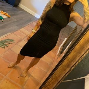 Black mock neck bodycon